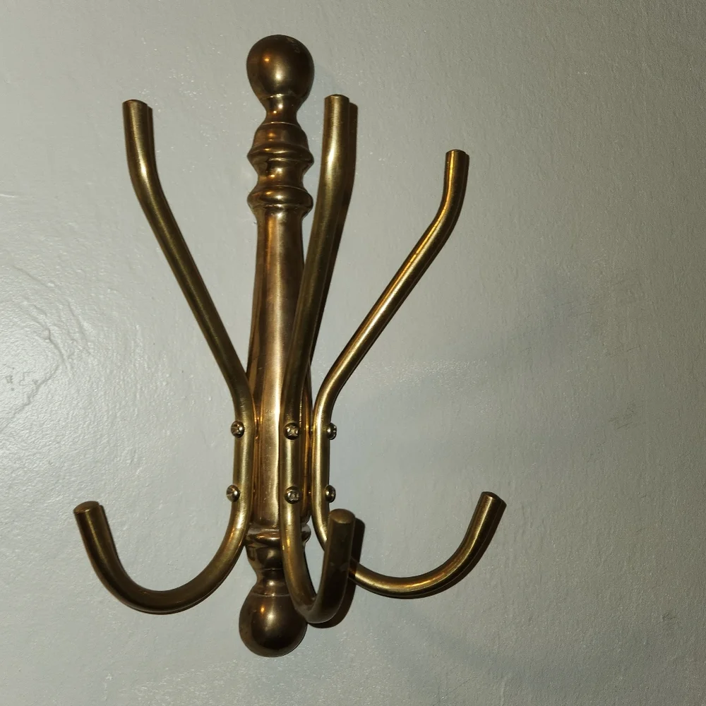 Vintage Brass Wall Mounted Coat Hooks
